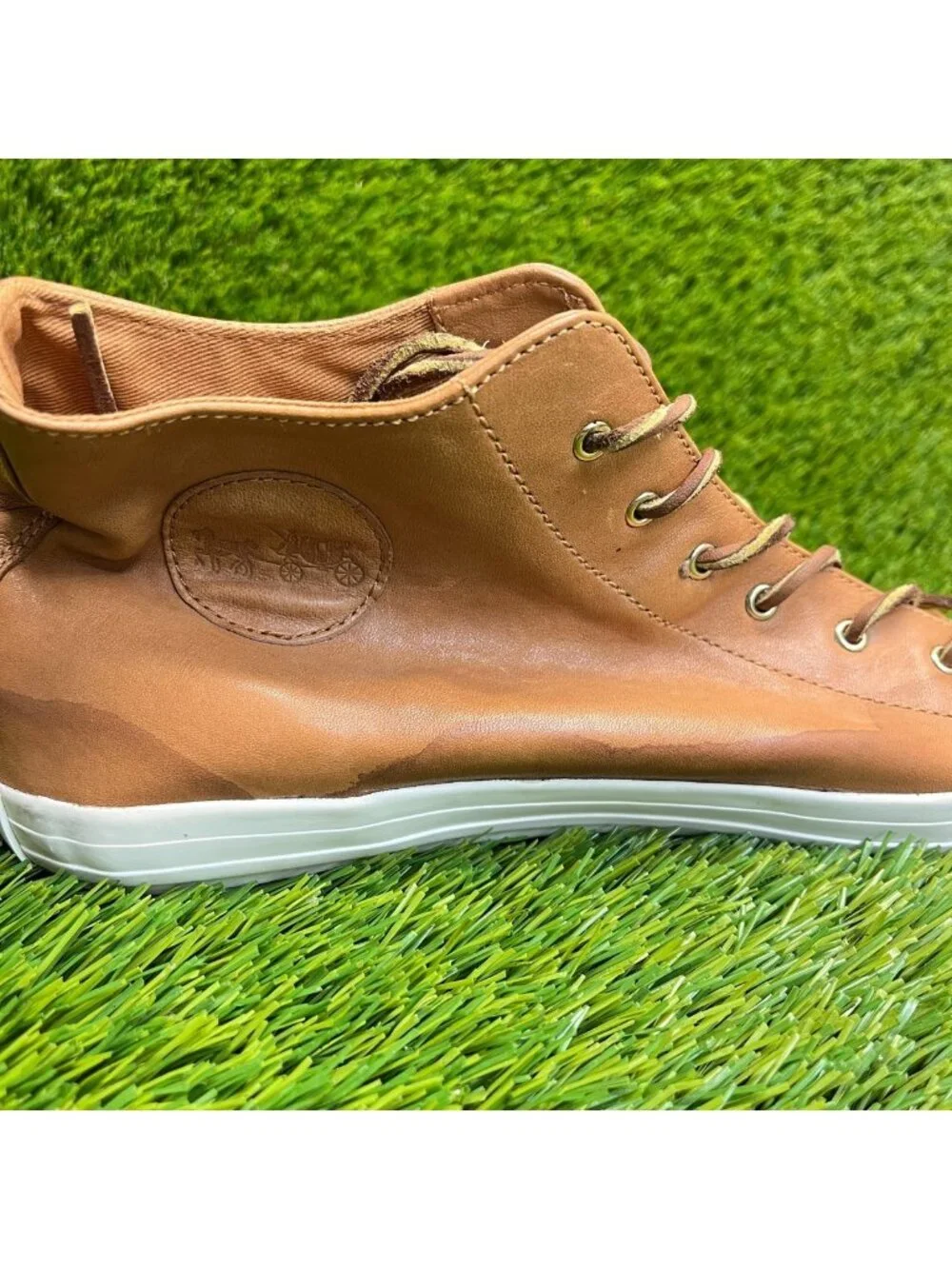 Coach Brenna Womens Size 11 Brown Athletic Leather Lace Up Shoes Sneakers